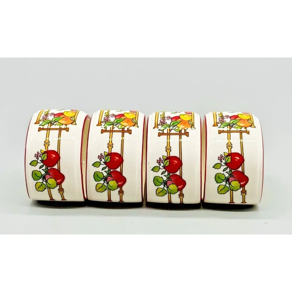 Villeroy Boch Mon Jardin Napkin‎ Ring Lot of 4 Fruit Lemon Orange Grapes